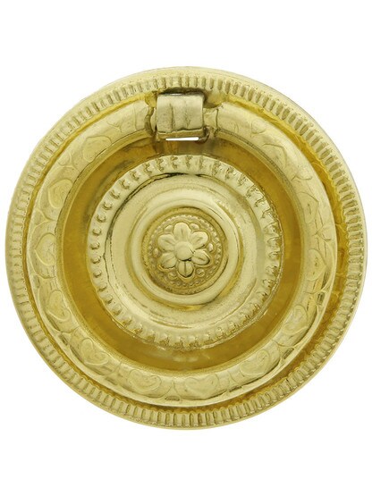 Medium Empire Style Single Post Pull in Unlacquered Brass.
